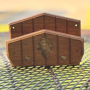 Vintage Matchbox Holder with Brass Hardware for wall mount.